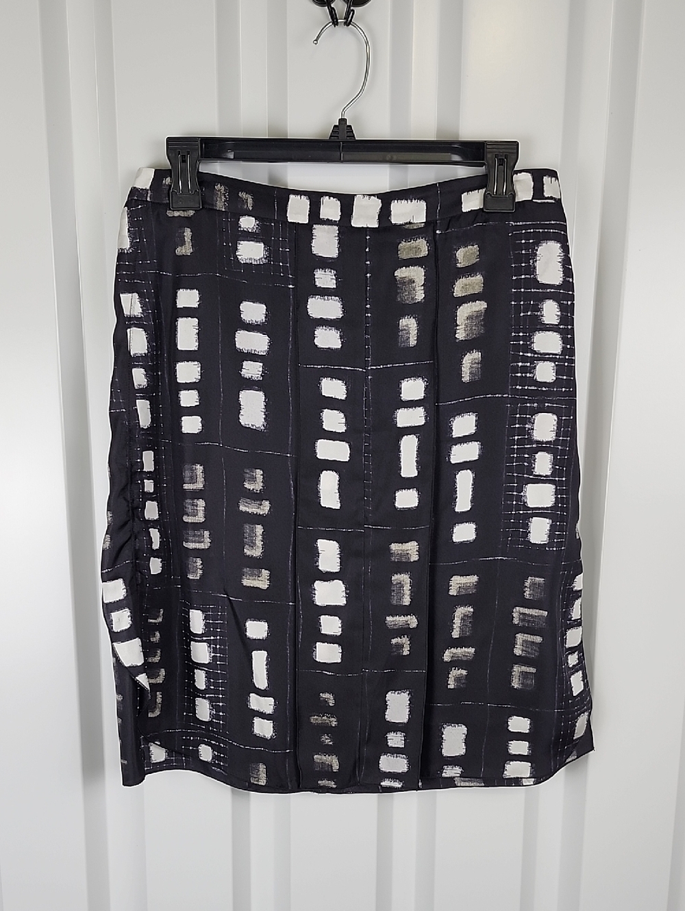 Etro Womens Black and White Geometric Printed Silk Pencil Skirt Size IT 44 US 8
